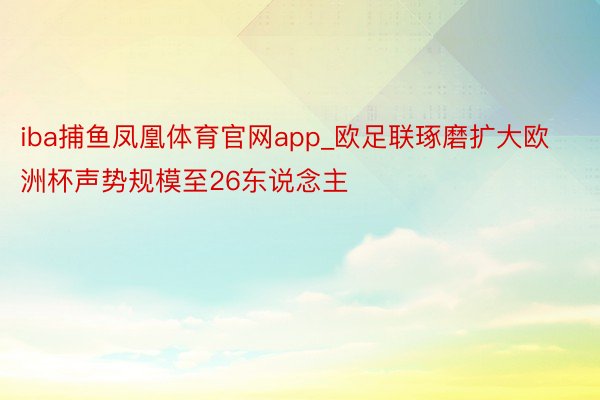 iba捕鱼凤凰体育官网app_欧足联琢磨扩大欧洲杯声势规模至26东说念主