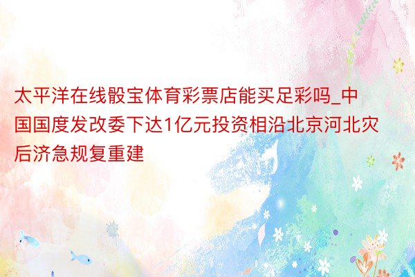 太平洋在线骰宝体育彩票店能买足彩吗_中国国度发改委下达1亿元投资相沿北京河北灾后济急规复重建