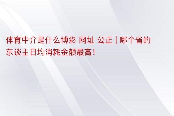 体育中介是什么博彩 网址 公正 | 哪个省的东谈主日均消耗金额最高！